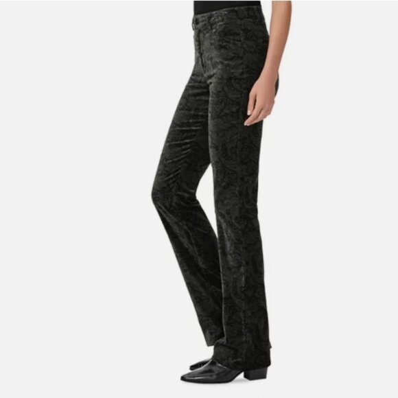 Morris & Co x Paige Naomi Velvet Paisley Bootcut Pants – Dark Forest, 2, NWT - Picture 1 of 6